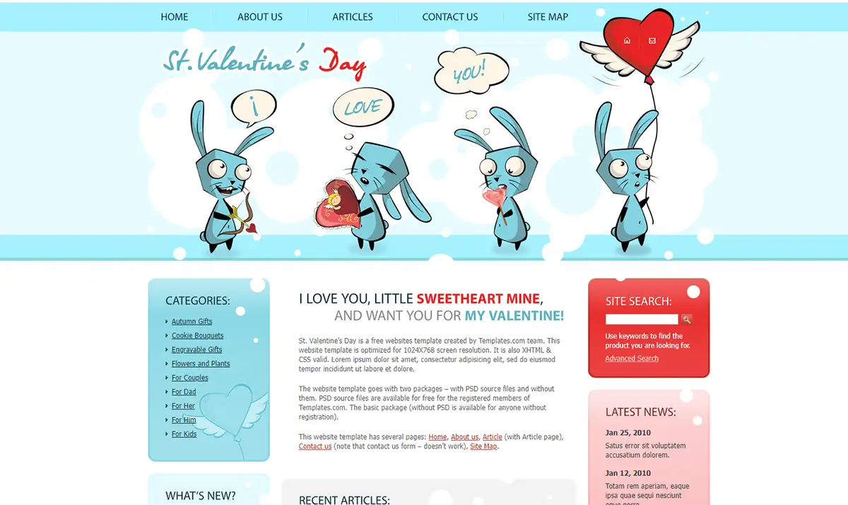 可爱卡通兔礼品企业html网站模板程序