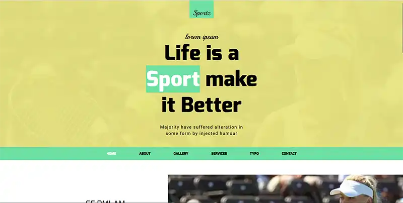 简洁绿色网球运动大图HTML网站模板下载